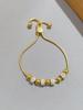 Pulseira Popular de Venda Quente Transfronteiriça Barroco Francês Luxo Leve Retrô com Contas Redondas Strass Totalmente Diamante Zircônia Pulseira de Aço Titânio com Contas
