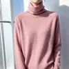 Suéter de punto colorido de cuello alto hecho de lana 100% pura, jersey de otoño e invierno para mujer, grueso y cálido, top de manga larga para usar como base