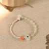 Agata Yanyuan pêssego jade Hetian cordão semi-feito à mão verde água transparente elegante pulseira Xiangyun feminino atacado