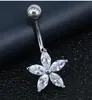E-commerce transfronteiriço fornecimento 5 diamantes piercing de umbigo anel de barriga zircônia cobre incrustado fivela de umbigo Amazon wish