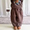Weimu Conjunto de Moletom com Capuz para Meninas Roupas de Inverno Plus Veludo Quente Desenho Animado Top Infantil Calça de Moletom Classe A Roupas de Bebê