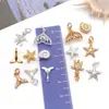Accesorios para joyería DIY chapado en cobre oro real 18k serie oceánica colgantes pequeños delfín estrella de mar tortuga pulsera collar colgante