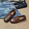 Mocasines Retro Estilo Británico para Mujer 2026 Primavera y Otoño Nuevos Versátiles con Cordones Moda Tendencia Zapatos de Suela Gruesa para Mujer