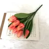 9 Cabezas de Flores de Tulipán Artificiales Exportación Ramo de Planta Verde Decoración de Escena para Fotografía en Casa Alta Simulación