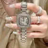 2024 Nuevo Reloj Elegante de Lujo Ligero con Diamantes Completos para Mujer, Versátil, Blanco, Diseño de Nicho, Moda, Reloj de Cuarzo, Explosiones