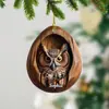 Colgante pequeño de acrílico con diseño de mapache y búho para árbol de Navidad, con impresión plana en 2D.