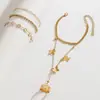 Joyería Transfronteriza Europea y Americana Pulsera de Dedo de Diamante Personalizada Cadena de Mariposa Metálica Cadena para Dedo Cadena de Mano con Pedrería para Mujer