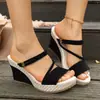 Sandalias de cuña de talla grande para mujer, comercio exterior transfronterizo, nuevo modelo de verano 2026, estilo europeo y americano, sandalias de moda casual de doble uso
