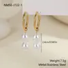 Pendientes Retro Barrocos de Acero Inoxidable Chapado en Oro con Flor de Perla Transfronterizos Europeos y Americanos Pendientes de Lujo Ligero de Gama Alta Venta al por Mayor para Mujeres