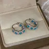 "Anillo de Estrella de Mar de Mar Poco Profundo" Pendientes Redondos de Piedra Ojo de Gato de Zirconia, Pendientes de Nicho de Lujo Ligero y de Gama Alta, Accesorios para Orejas de Moda y Versátiles