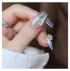 Uñas Portátiles Borgoña Acabado Brillante Producto Terminado Removibles Año Nuevo Rojo Manicura Parche de Polvo Dorado Novia Nuevas Uñas Portátiles