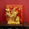 Adorno de Gallo Dorado para la Fortuna y la Riqueza, Cuenco de Tesoro de Lingote, Artículo Decorativo Feng Shui para el Hogar y la Oficina, Regalo de Apertura de Negocio