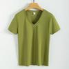 Camiseta Fina de Algodón Mercerizado de Doble Cara, Paquete de 80, para Mujer, Ajuste Holgado de Verano, Cuello Redondo, Cuello en V, Algodón Puro, Algodón Verde, Camiseta de Manga Corta