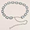Corrente de cintura feminina de metal com corrente de saia cinto fino all-match retro quadrado strass decoração moda vestido corrente de cintura