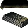 Mantel de Polka Dot Oro Negro Transfronterizo Desechable de Plástico Pe Impermeable Decoración de Fiesta Suministros Fábrica Mayorista