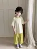 Calça Capri de Manga Curta Lyocell de Verão para Crianças Roupa de Casa Sem Costura Classe A Toque Gelado Unissex Pijama Ventilado