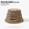 Chapéu balde plissado estilo coreano na cor café, chapéu de pescador de camurça moda retrô japonesa, chapéu balde emagrecedor e versátil para mulheres