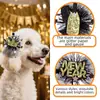 Nova Presilha de Cabelo de Gato para Ano Novo Pena Malha Adereço de Cabeça para Pet Evento de Véspera de Ano Novo Fantasia Cão Preto Dourado Coroa Presilha de Cabelo