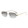Nuevas Gafas de Sol Metálicas Sin Marco Estampado Leopardo Estilo Europeo Americano Moda para Hombre Protección Solar Individual Gafas de Sol Transfronterizas Sensación de Alta Gama para Mujer