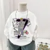 Camiseta infantil de algodão manga longa da moda, coleção primavera/outono 2026, design estiloso de gato para meninos, peça básica fashion para meninos, qualidade de exportação
