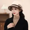 Chapéu de Pescador de Lã para Outono e Inverno para Mulheres, Estilo Coreano, Aba Larga, Quente, Chapéu Bucket Retrô Britânico, Chapéu Pequeno Versátil Casual