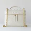 Mini Bolso Caja Tejido a Mano, Bolso de Alta Gama para Teléfono Móvil, Bolso Cuadrado Pequeño Versátil con Cadena, Bolso Cruzado de Hombro de Piel Genuina para Mujer