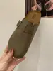 Zapatos de Lana Birkenstock para Mujer Suela Gruesa Otoño Nuevo Estilo Perezoso Casual Suela Plana Punta Artística Medias Zapatillas para Ropa de Exterior de Mujer