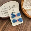 Pinza para el pelo de cuadros azul denim dulce con lazo de encaje, clip BB de corazón de tela retro, accesorios para el pelo para la frente y el flequillo