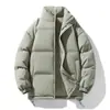 Estilo popular transfronterizo cuello alto color liso algodón chaqueta unisex invierno chaqueta pan talla grande engrosada cálida holgada top moda