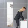 Pegatina de pared de espejo acrílico, calcomanía de pared de espejo autoadhesiva para dormitorio y baño, espejo de cuerpo entero para vestidor para niñas, espejo suave para uso doméstico