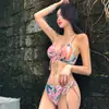 Nuevo traje de baño sexy de dos piezas europeo y americano para mujer que cubre el abdomen, adelgazante, para pecho pequeño, push up, bikini conservador, traje de baño para aguas termales
