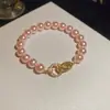 Pulsera Barroca Exquisita de Flor de Zircón y Perla Redonda, Pulsera de Lujo Ligero y Gama Alta, Joyería de Mano Dulce Retro Francesa