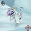 Anillo abierto original de Aifule con diseño de loto en degradado azul y rosa, de plata de ley s925, pulsera, joyería a juego para mujer