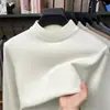 Estilo 'old money', suéter de punto de cuello alto y manga larga, capa base para hombre, engrosado para otoño e invierno, ropa casual de color liso para hombre