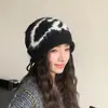 Gorro de punto de mezcla de lana para mujer, bloques de color, para otoño e invierno, cálido y moderno para exteriores, nuevo estilo, moda al por mayor