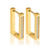 Pendientes geométricos rectangulares de acero inoxidable color oro diamante para hombre y mujer pendientes de acero de titanio con ranura rectangular