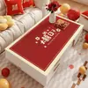 Mantel rojo nuevo con temática de boda, diseño festivo, impermeable y resistente al aceite, no requiere lavado, apto para mesas de sala y comedor