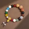 Fornecimento de fábrica pulseira de raiz de bodhi de jade branco com lótus esculpido pulseira de círculo único de semente original pulseira de lótus de semente de bodhi para homens e mulheres