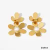 Pendientes Colgantes de Acero Inoxidable con Flor de Perla de Venta Caliente Transfronteriza para Mujer, Joyería Exquisita, Fresca, Artística y de Alta Calidad al por Mayor
