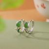 Pendientes de plata de ley S925 con diseño de ciervo, jade hetiano, estilo nacional, con esmalte de tulipán y pequeñas flores frescas.