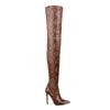 Botas Acima do Joelho Estampa de Cobra para Mulheres com Salto Fino Primavera 2022 Bico Fino Botas Femininas Sexy Tamanho Grande Botas Longas