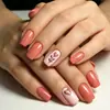 Modelo Mais Vendido no Comércio Exterior: Kit com 24 Unhas Postiças Retangulares de Comprimento Médio com Design de Folha Laranja em Formato de Coração, Quentes para Outono e Inverno, Suave e Doce, Atacado