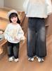 Jeans para Niña 2025 Nuevo Otoño Pantalones Rectos Infantiles Primavera y Otoño Elegantes Sueltos Pantalones para Bebé Moda de Otoño Tendencia
