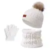 Nuevo gorro y bufanda para niños europeos y americanos transfronterizos, guantes de tres piezas, otoño e invierno, nuevo gorro cálido para bebé, venta al por mayor