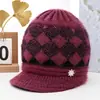 Gorro de Invierno para Mujeres de Mediana Edad y Mayores Abuela Mamá Persona Mayor Gorro Cálido Más Terciopelo Protección contra el Frío Lana Gorro de Punto para Señora Mayor