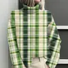 Amazon Temu Estación Independiente Chaqueta Cardigan Suéter Cuello Alto con Estampado de Elementos Cuadros 3D para Mujer E127