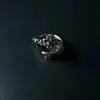 Anillo de Cobre Vintage Desgastado con Grueso Chapado en Plata y Diseño Completo de Flor de Iris con Diamantes, Anillo Ajustable Estilo Punk Personalidad Dulce y Fresca para Hombres y Mujeres