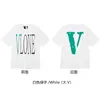 Nueva Camiseta Vlone Jerry Grande V Humo Reflectante Holgada de Manga Corta Flor de Cerezo Pareja Streetwear de Moda