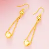 Aretes Largos de Oro Arena Vietnamita para Mujer, Aretes de Borla Chapados en Latón con Oro de 24K, Venta Directa del Fabricante