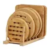Mantel Aislante Térmico de Bambú, Base para Olla de Mesa de Comedor, Esterilla Antideslizante de Madera, Uso en Hotel y Hogar, Posavasos Redondo Grueso Calado, Base para Taza de Té